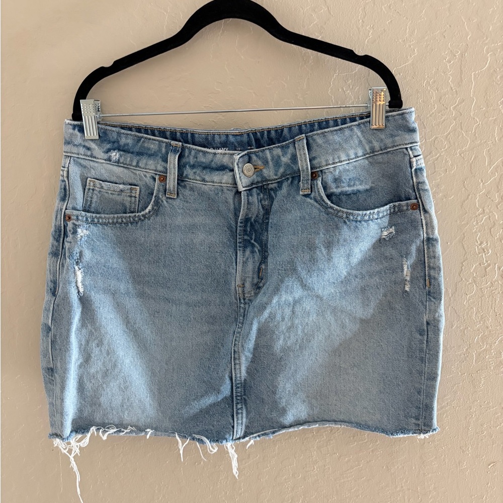 Old Navy Light Blue Distressed Mini Skirt